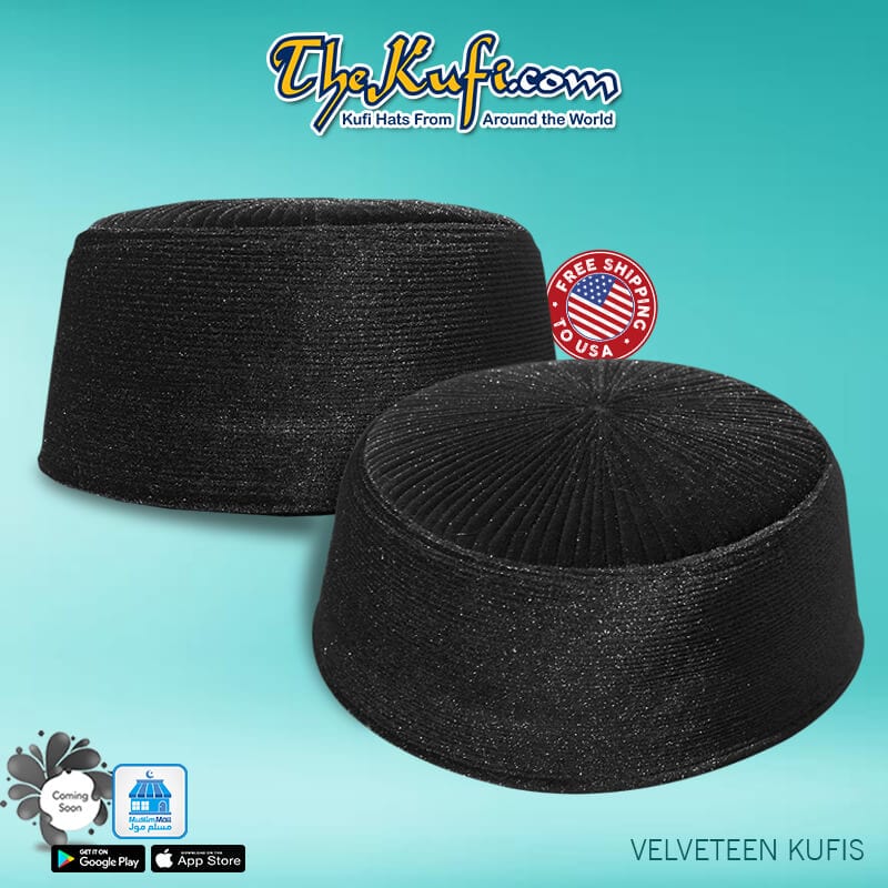 Black Velvet Kufi Hat