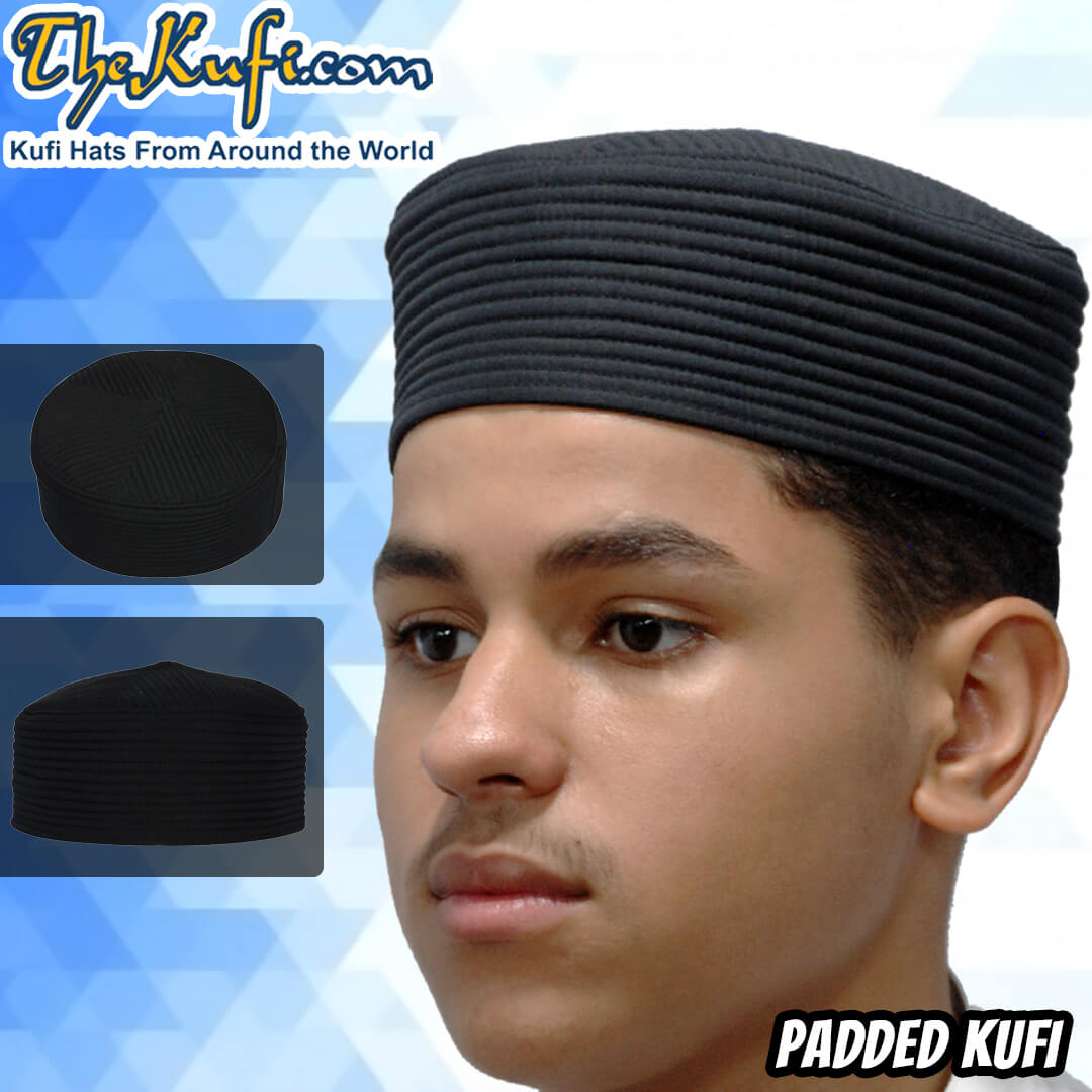 black padded kufi cap