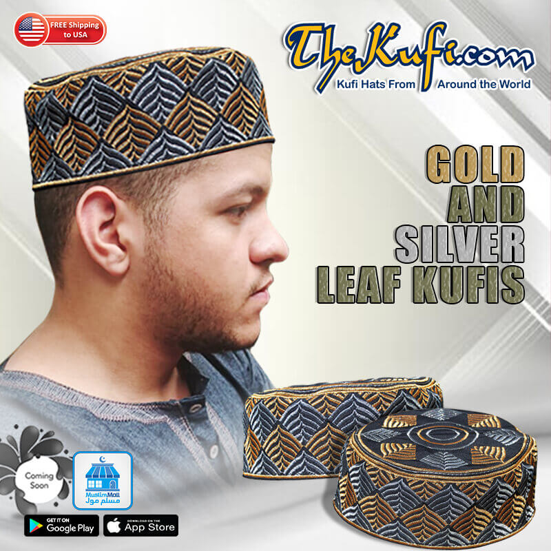 Gold Silver Leaf Kufi Hats