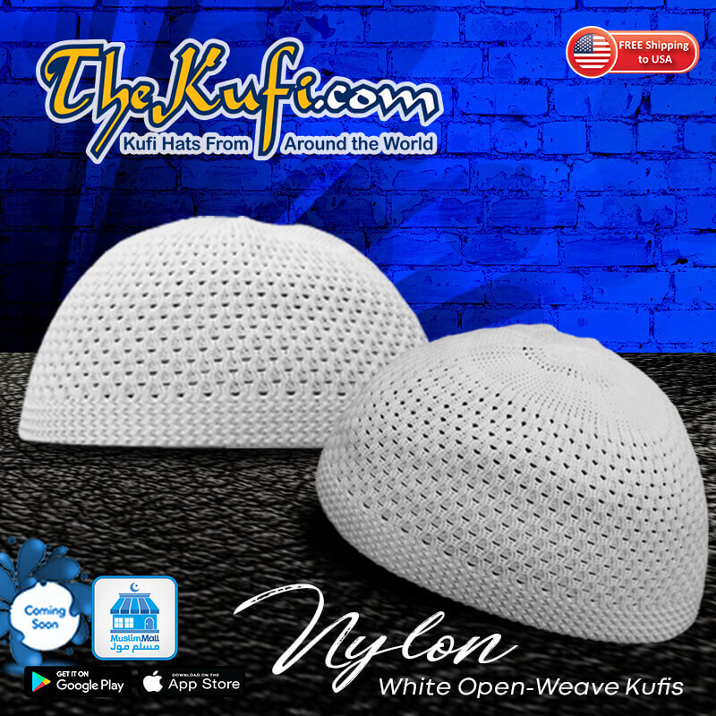Nylon White Open-Weave Kufi Prayer Cap