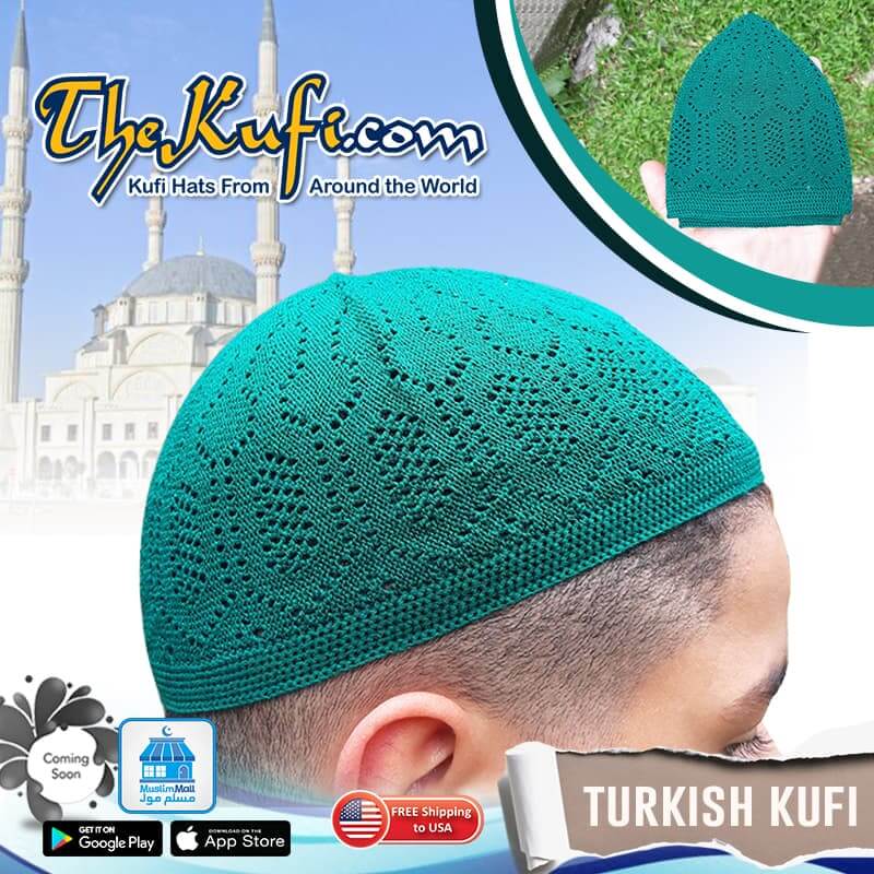 High Quality Machine-Knit Green Turkish Kufis